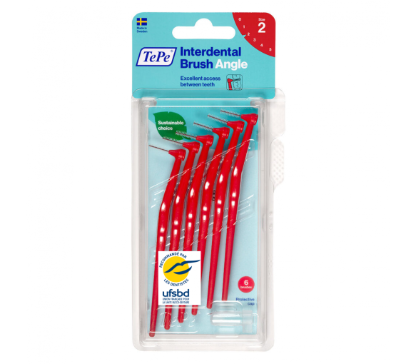 Brossettes interdentaires angle rouge taille 2 (0,5 mm) TePe - 6 brossettes - image 1