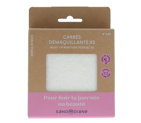 Carrés démaquillants lavables Sanodiane - lot de 5 cotons