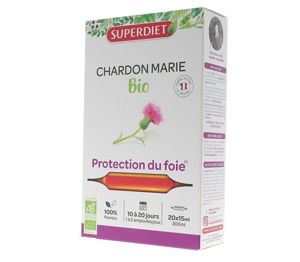 Chardon marie bio Super Diet - 20 ampoules de 15 ml