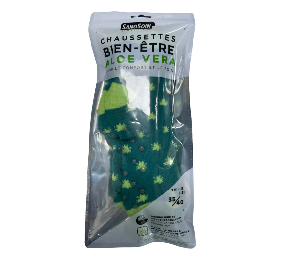 Chaussettes bien-être aloe vera bleue et verte SanoSoin - une paire de chaussettes - image 1
