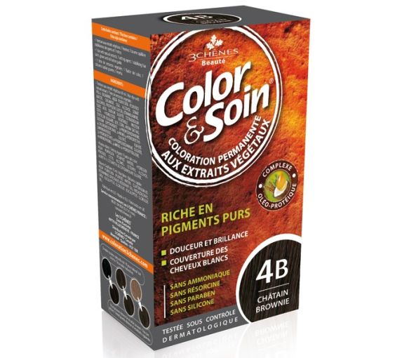 Color & soin coloration permanente Châtain brownie 4B Les 3 chênes - 1 kit