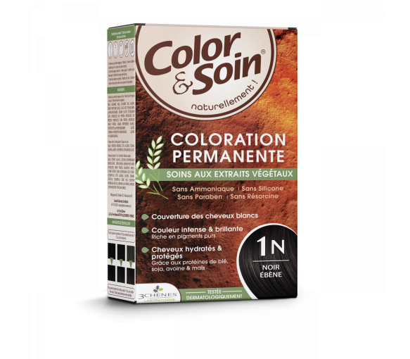 Color & soin coloration permanente Noir ébène 1N Les 3 chênes - 1 kit