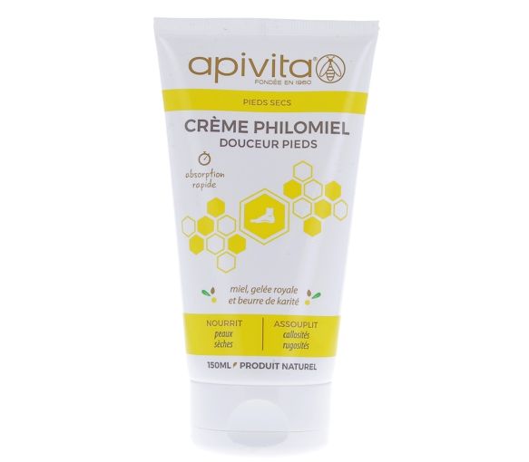 Crème philomiel douceur pieds Apivita - tube de 150 ml