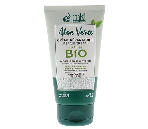 Crème réparatrice bio 3 en 1 aloe vera MKL Green Nature - tube de 150 ml