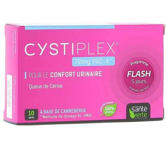 Cystiplex Flash 5 jours confort urinaire Santé Verte - boîte de 10 sticks