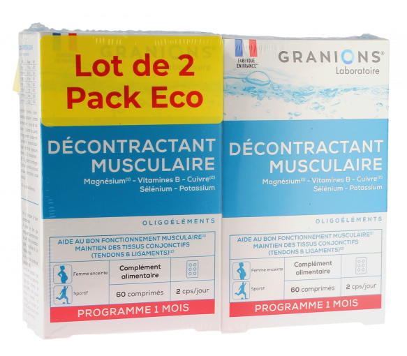 Décontractant musculaire Granions - lot de 2 boîtes de 60 comprimés - image 1