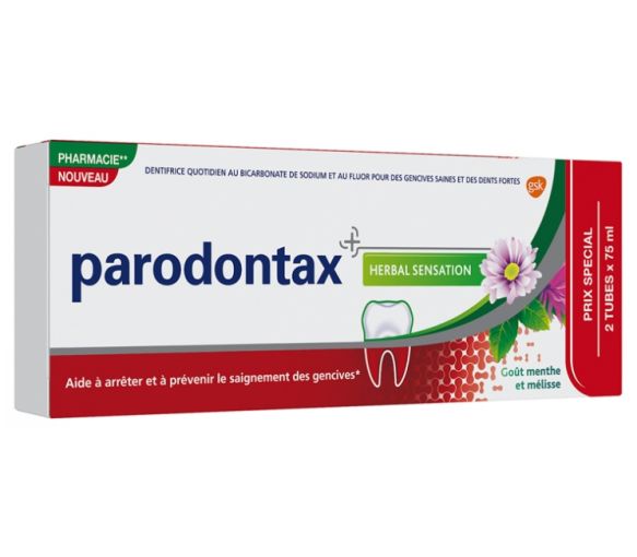 Dentifrice Herbal Sensation Parodontax - lot de 2 tubes de 75 ml
