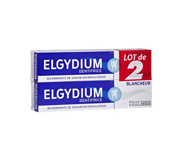 Dentifrice blancheur Elgydium - lot de 2 tubes de 75 ml