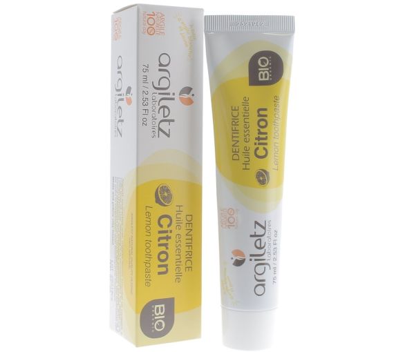 Dentifrice huile essentielle citron Bio Argiletz - tube de 75 ml