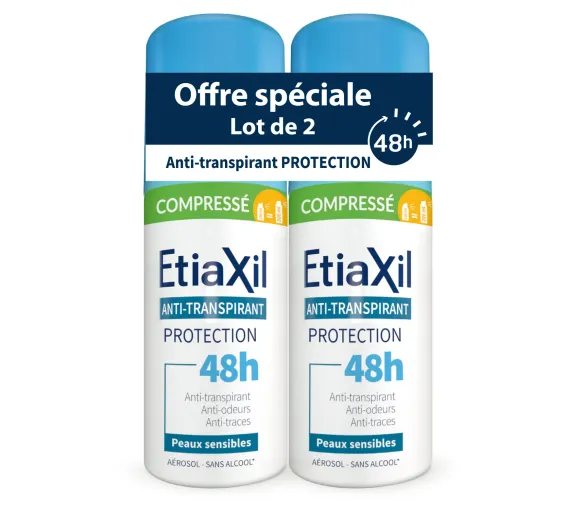 Déodorant anti-transpirant protection 48h compressé Etiaxil - lot de 2 sprays de 100ml - image 1