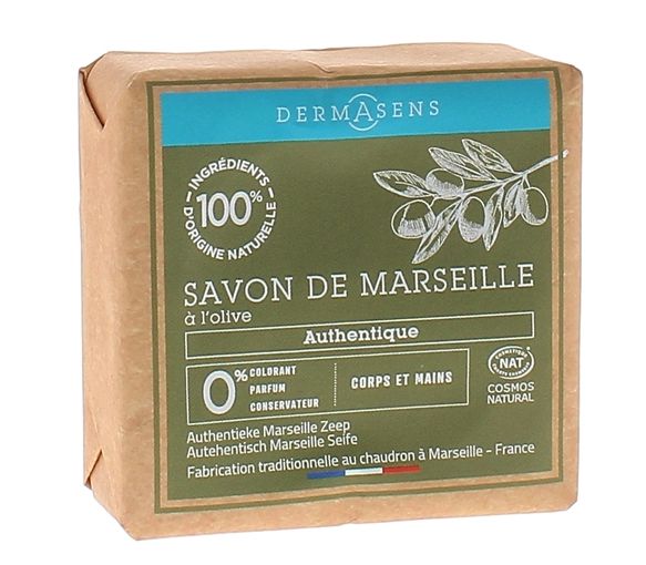 Dermasens Savon solide de Marseille authentique à l'olive Marque Verte - pain de 100g