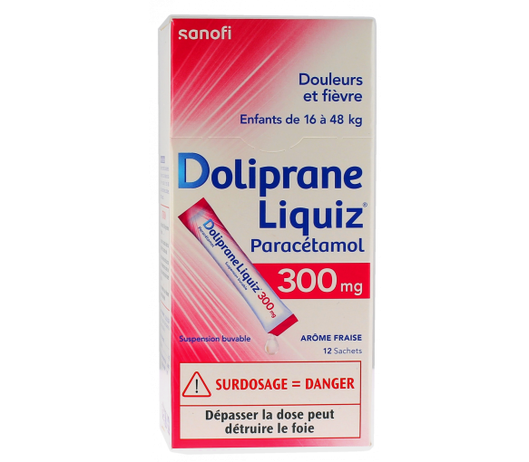 Doliprane Liquiz 300 mg sans sucre suspension buvable - boite de 12 sachets - image 1