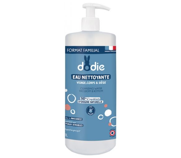 Eau nettoyante 3 en 1 Dodie - flacon-pompe de 1 L