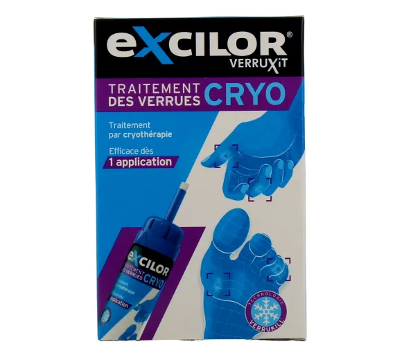 Excilor Verruxit Traitement verrues cryothérapie - boîte d'un flacon aérosol de 50 ml