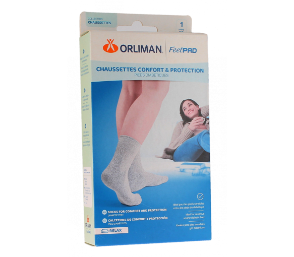 FeetPAD chaussettes confort et protection pieds diabétiques mixte Orliman - une paire