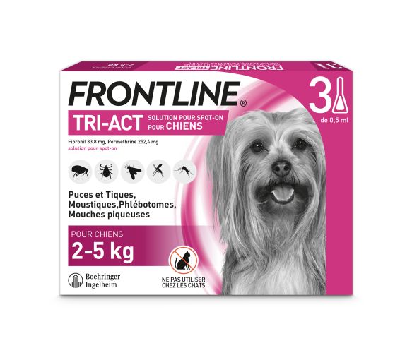 Frontline Tri-Act chiens 2-5 kg - boîte de 3 pipettes de 0,5 ml - image 1