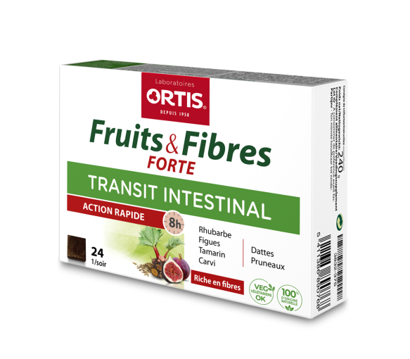 Fruits & Fibres Forte Transit intestinal Ortis - boite de 24 cubes à mâcher