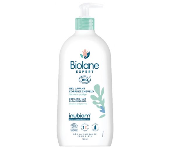 Gel lavant corps et cheveux bio Biolane Expert - flacon-pompe de 500 ml