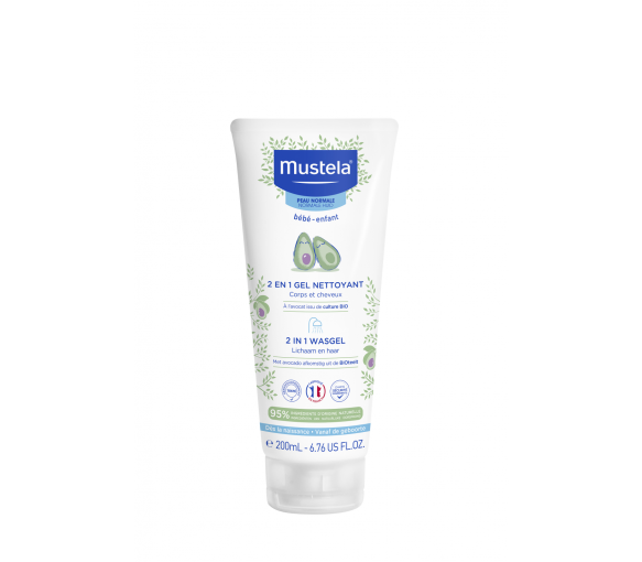 Gel nettoyant 2 en 1 corps et cheveux Mustela - tube de 200 ml - image 1