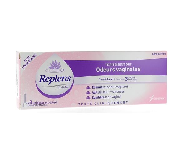 Gel vaginal traitement des odeurs vaginales Replens - boîte de 3 unidoses
