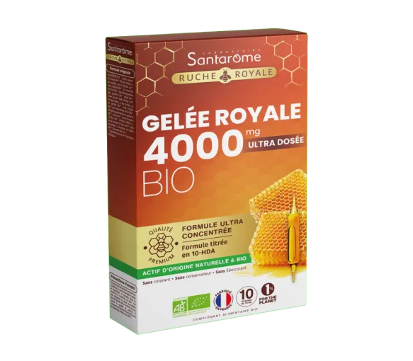 Gelée royale 4000 mg bio Santarome - boite de 10 ampoules - image 1