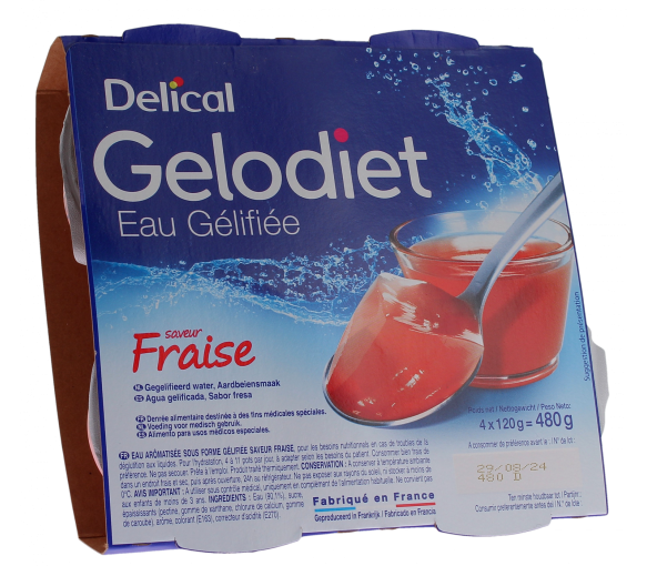 Gelodiet Eau gélifiée saveur fraise Delical - lot de 4 pots de 120g - image 1