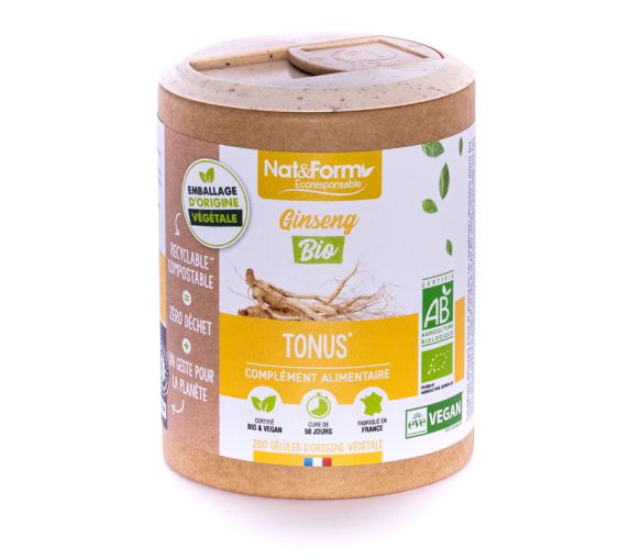 Ginseng Bio Ecoresponsable Nat&Form - Boite de 200 gélules - image 1
