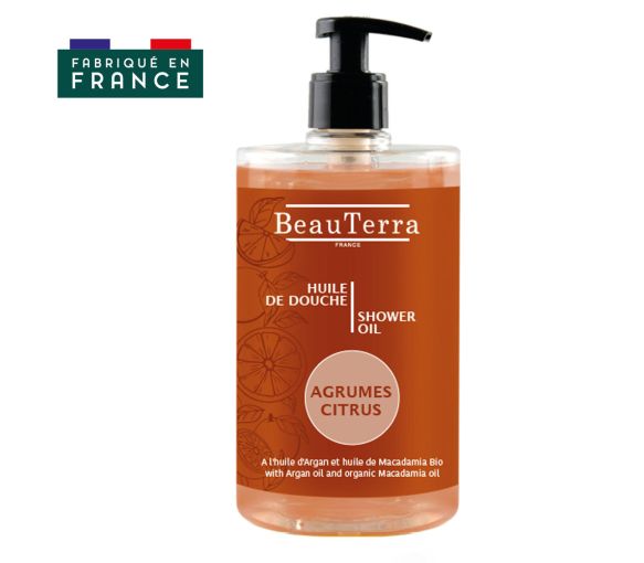 Huile de douche Agrumes BeauTerra - flacon-pompe de 750ml