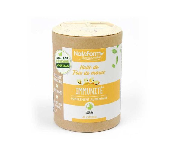 Huile de foie de morue Ecoresponsable Nat&Form - Boite de 60 capsules - image 1