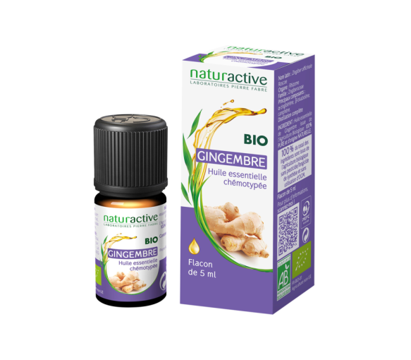 Huile essentielle chémotypée bio gingembre Naturactive - flacon de 5 ml