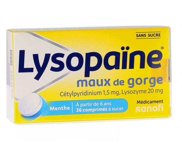 Lysopaïne sans sucre – 36 comprimés à sucer - image 1