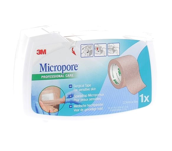 Micropore sparadrap chair avec dévidoir 3M - sparadrap 25 mm x 5 m