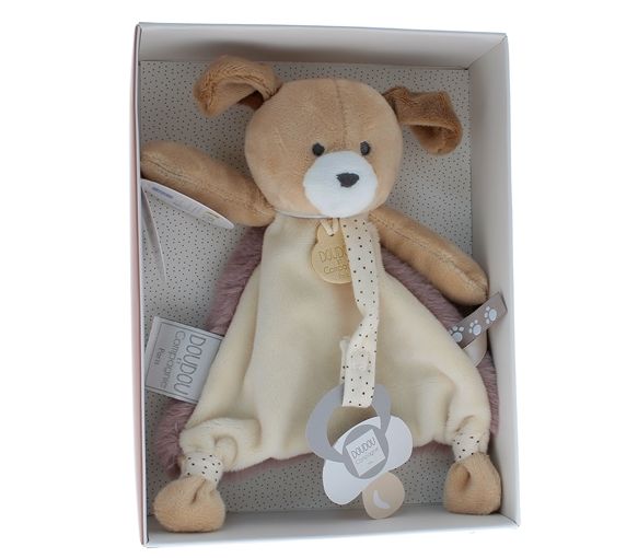 Mini doudou chien attache sucette Doudou et compagnie - boîte avec doudou de 15 cm - image 1