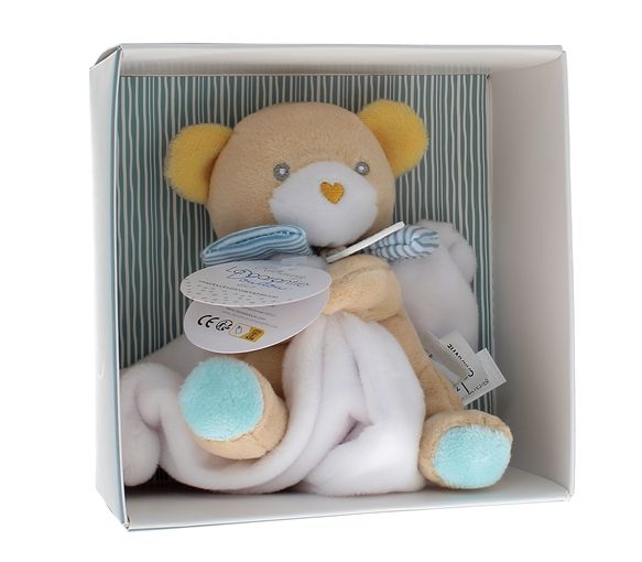 Mini doudou ours mouchoir Doudou et compagnie - boîte avec doudou de 20 cm - image 1
