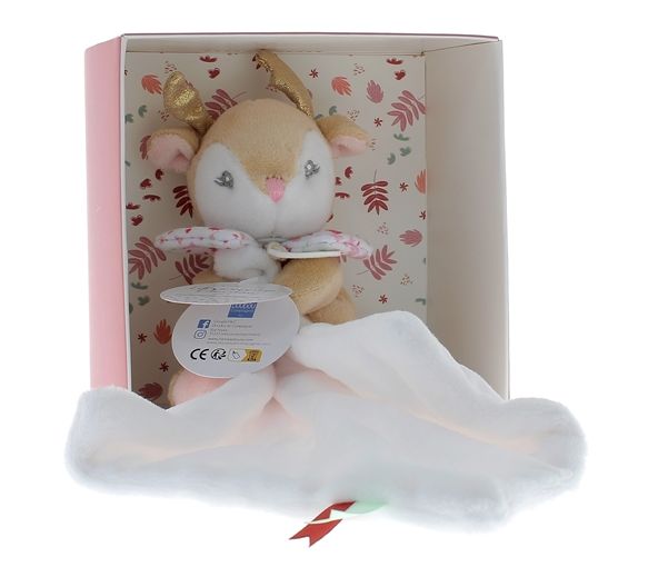 Mini doudou renne mouchoir Doudou et compagnie - boîte avec doudou de 20 cm - image 1