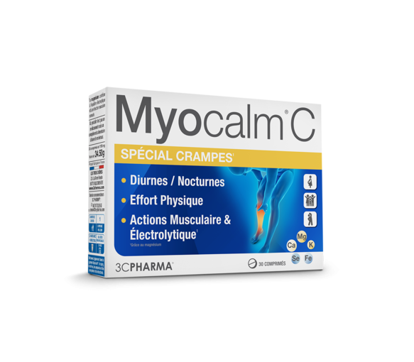 Myocalm C Crampes 3C Pharma - boîte de 30 comprimés