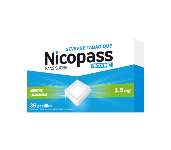 Nicopass menthe réglisse 1,5mg - boite de 36 pastilles
