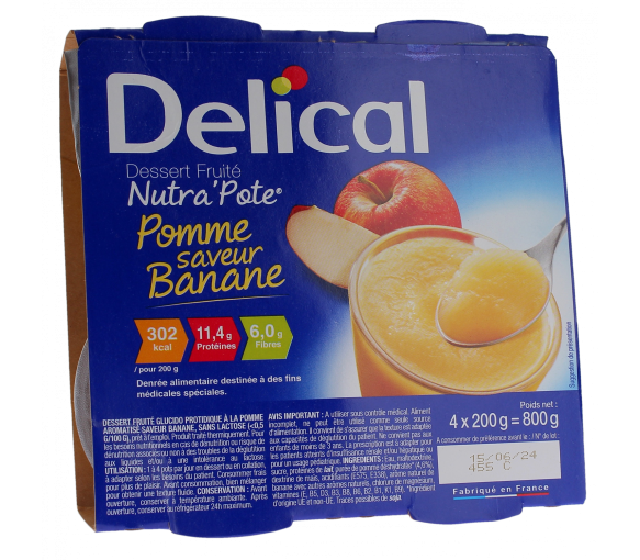 Nutra'pote Dessert aux fruits pomme banane Delical - lot de 4 pots de 200g - image 1