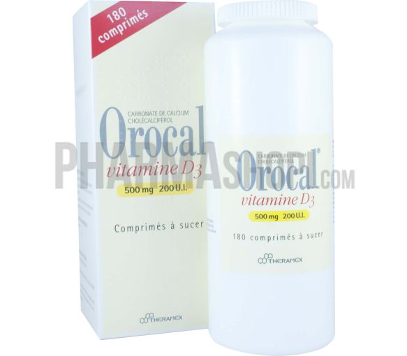 Orocal Vitamine D3 500mg/200 U.I - 180 comprimés à sucer