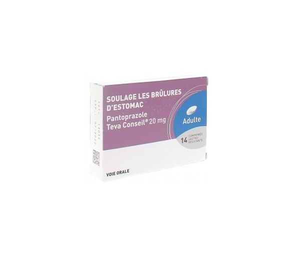Pantoprazole 20 mg Teva conseil comprimé gastro-résistant - boite de 14 comprimés