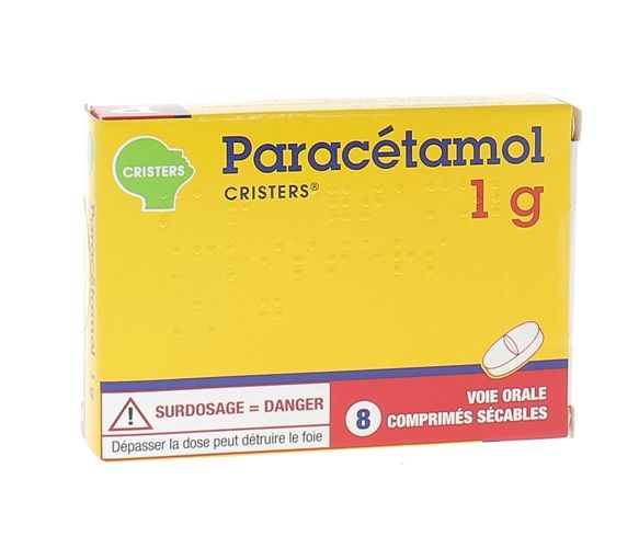 Paracétamol 1g Cristers - boîte de 8 comprimés sécables