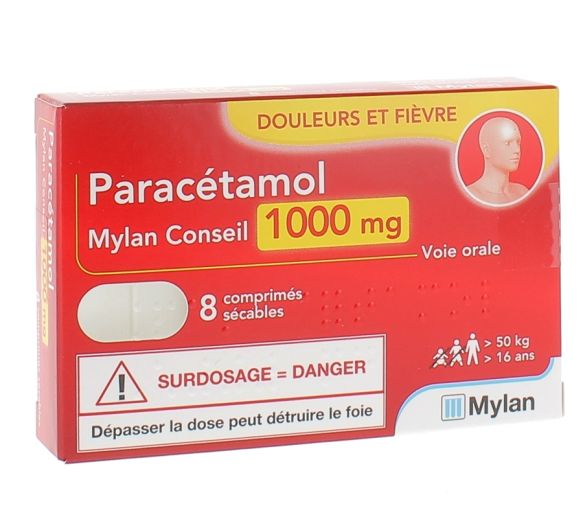 Paracetamol Mylan Conseil 1000 mg - 8 comprimés sécables