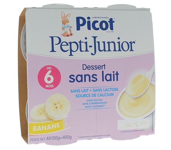 Pepti-junior dessert sans lait goût banane Picot - 4 pots de 100g - image 1