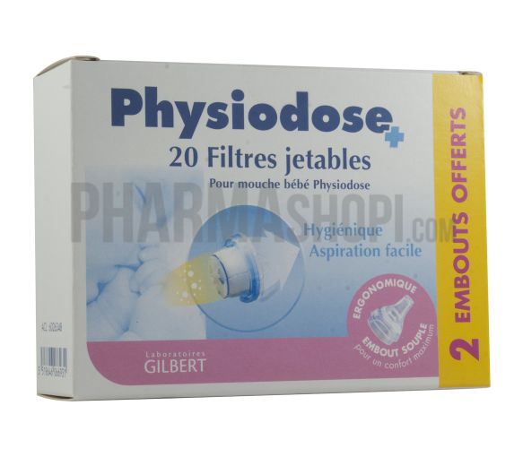 Physiodose filtres jetables mouche bébé Gilbert - 20 filtres jetables + 2 embouts offerts