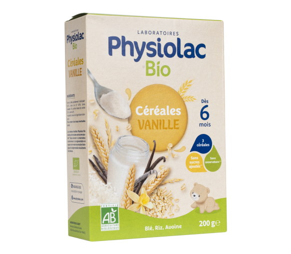 Physiolac bio céréales vanille dès 6 mois Gilbert - boite de 200 g - image 1