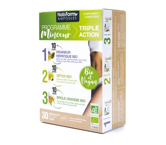 Programme minceur triple action bio Nat&Form - boîte de 30 ampoules - image 1