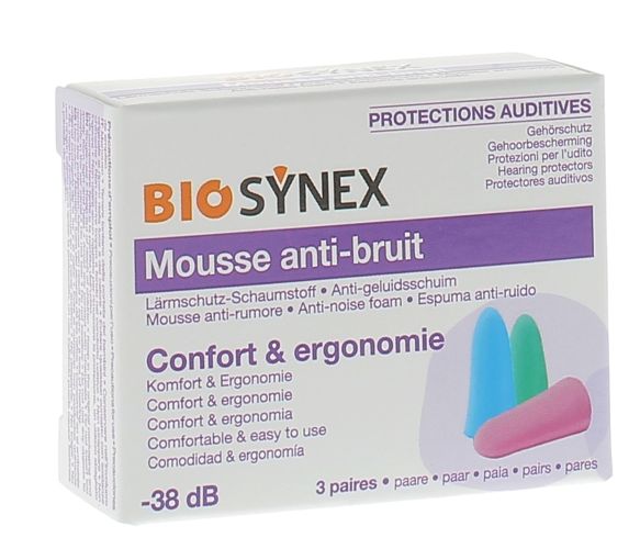 Protection auditive mousse Biosynex - boîte de 3 paires - image 1