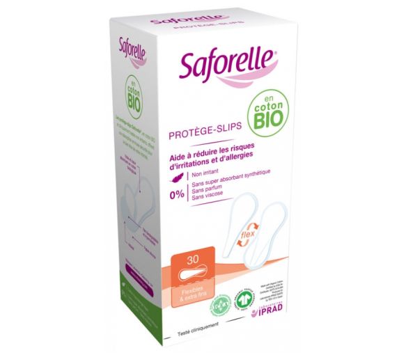 Protège-slips flexibles & extra-fins coton bio Saforelle - boite de 30 protège-slips