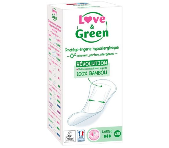 Protège-lingerie hypoallergénique Large Love & Green - 28 protège-slips