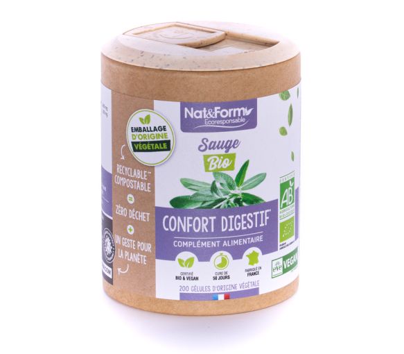 Sauge bio confort digestif Nat&Form - boite de 200 gélules - image 1